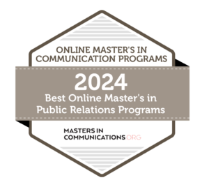 Badge for the ranking of Best Online Masters in Public Relations Programs of 2024